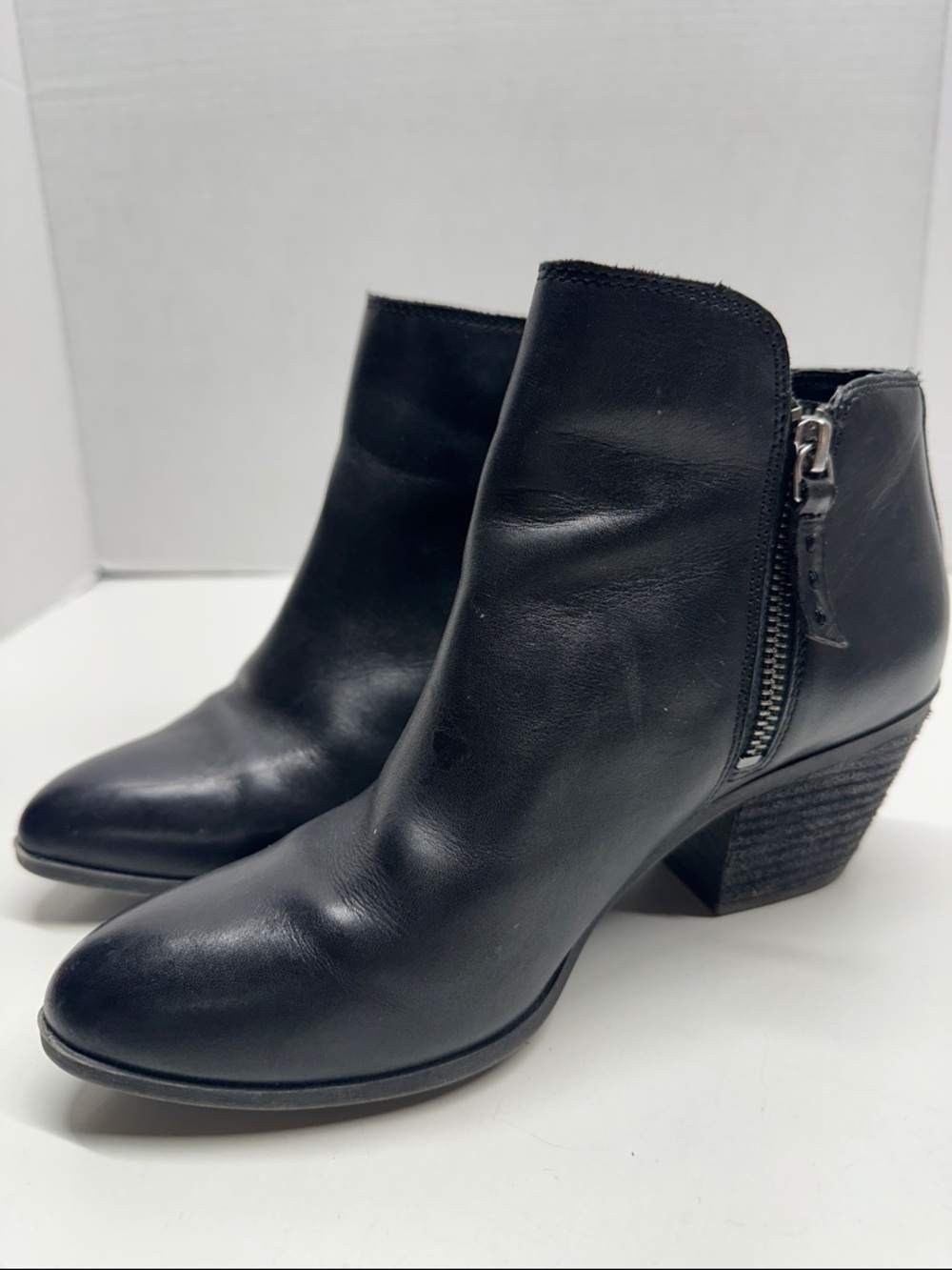Frye Judith Ankle Boots Booties Block High Heeled Double Zip Up Black Size 7 - Picture 3 of 9